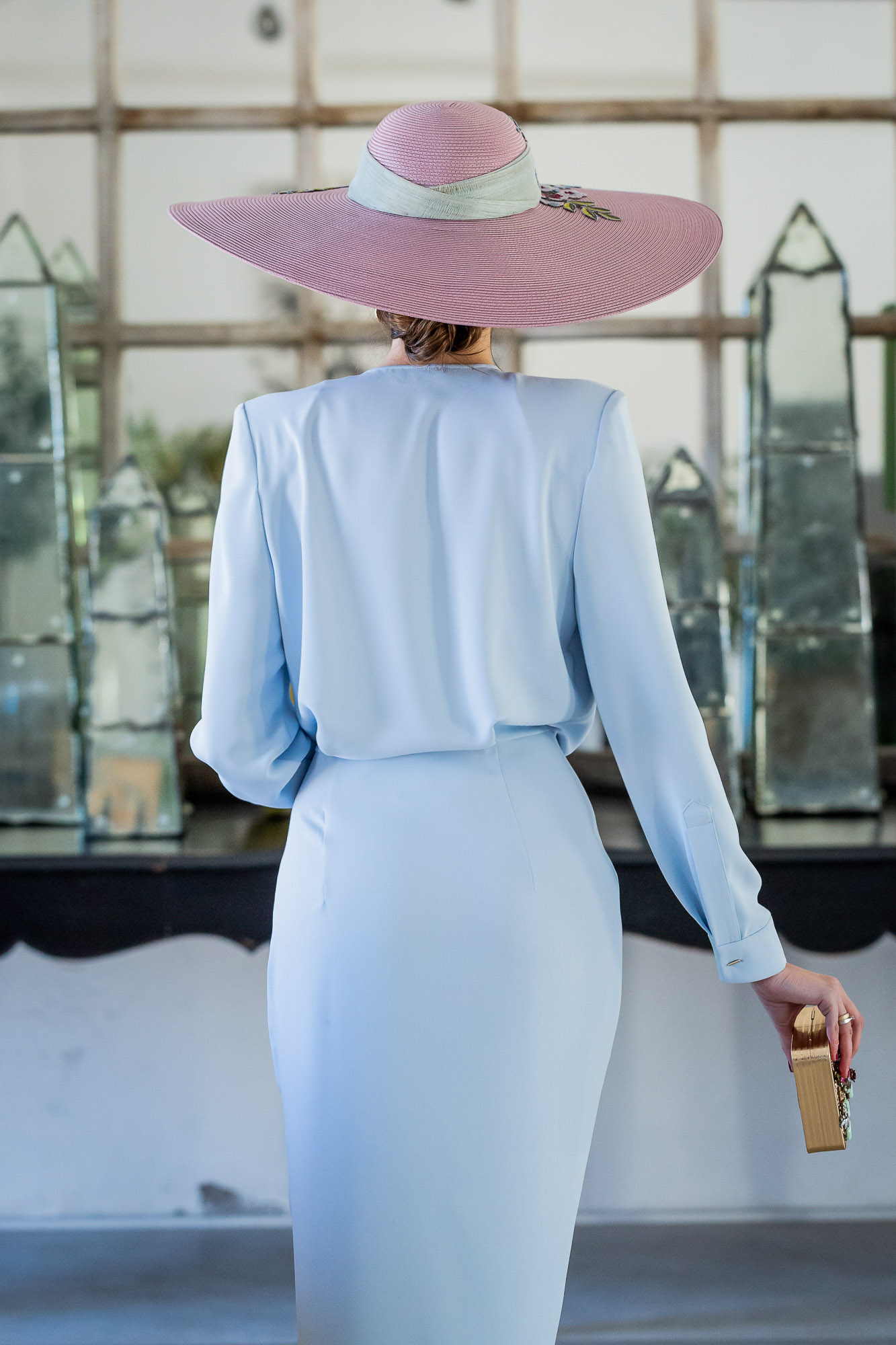 Look invitada boda 2019 vestido azul comunion pamela lila