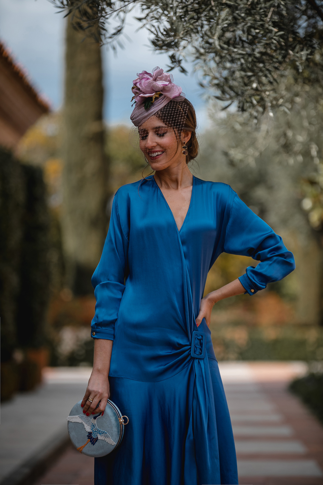 invitada perfecta vestido azul vintage
