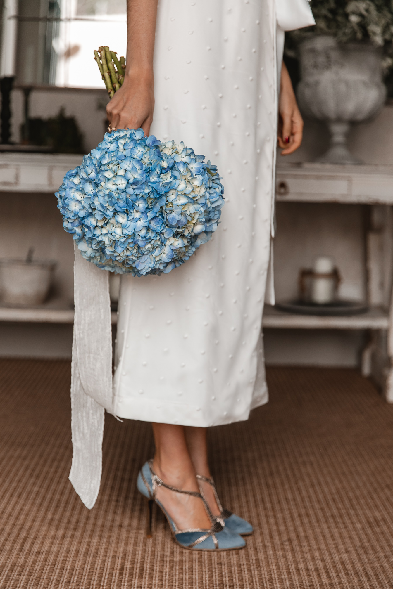ramo novia azul hortensias