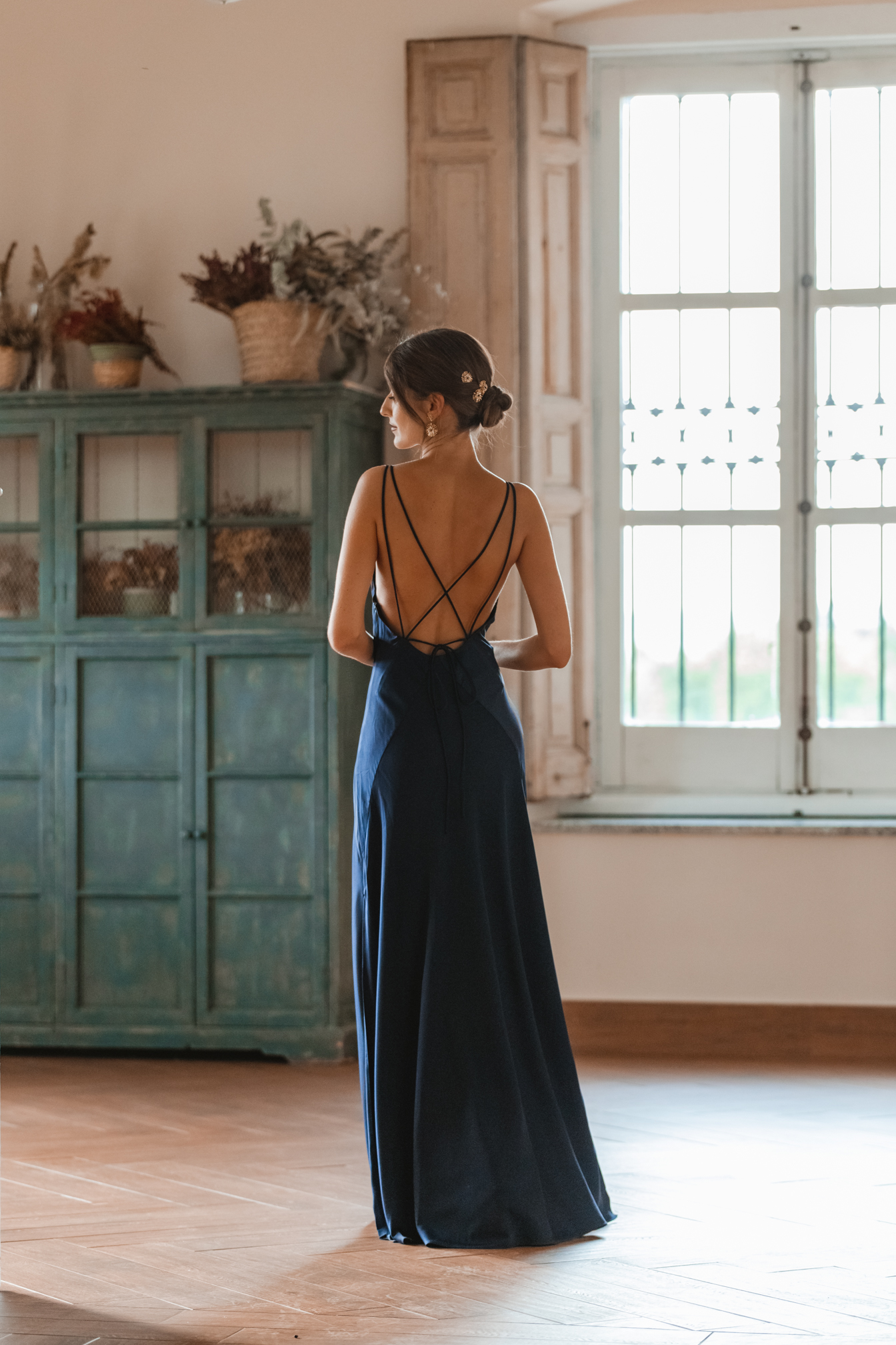 perfecta vestido largo azul marino