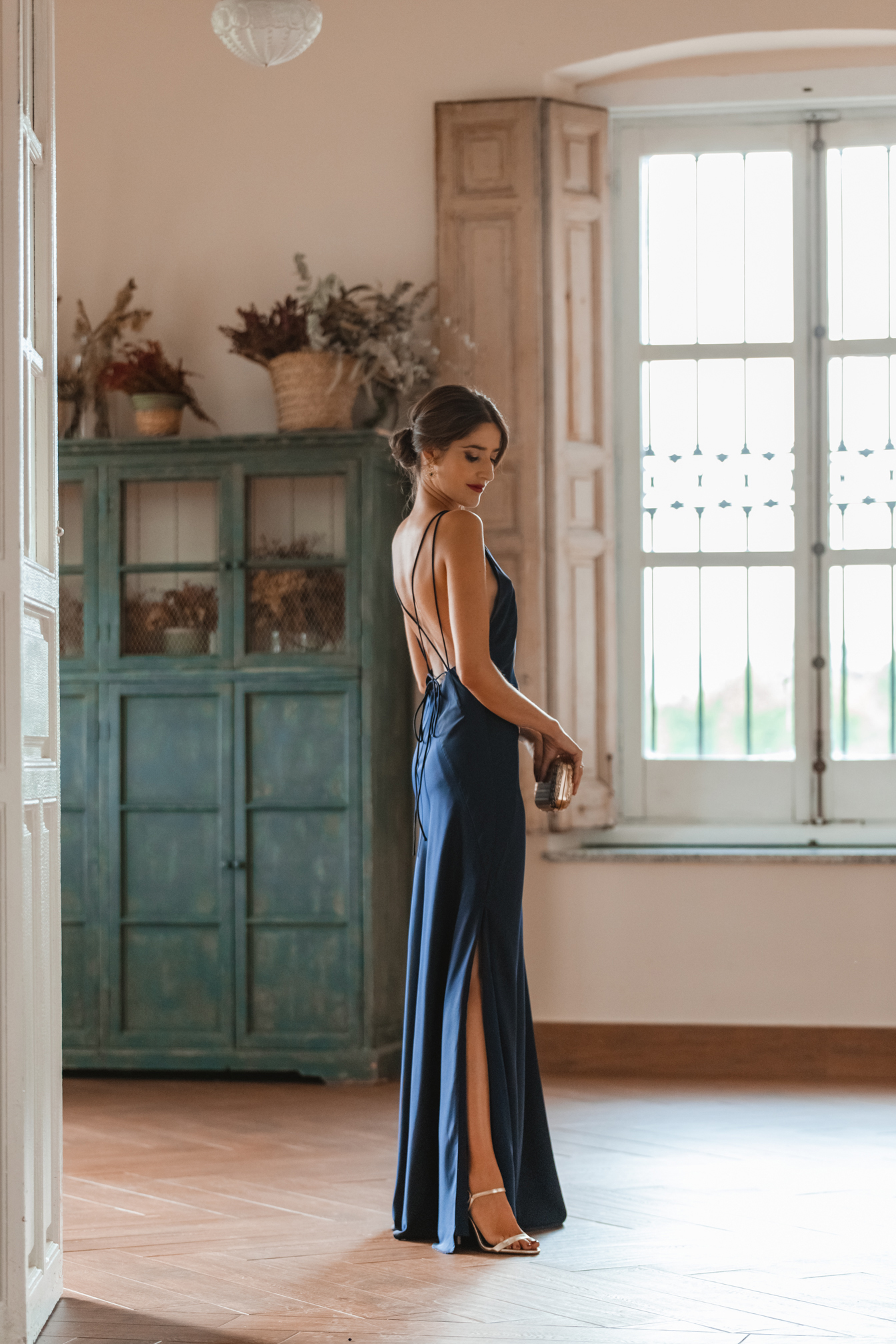 perfecta vestido largo azul marino
