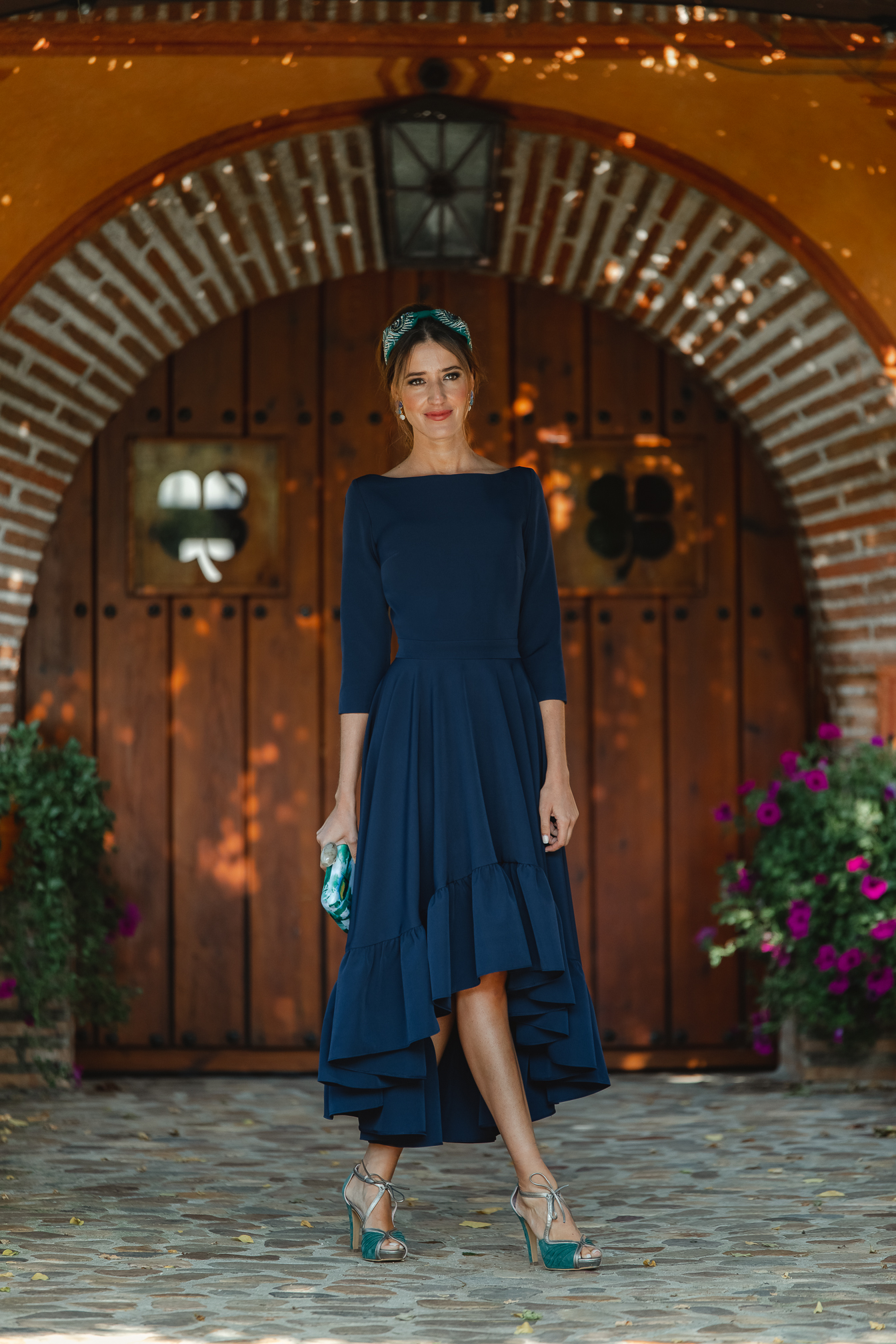 invitada boda otoño vestido azul