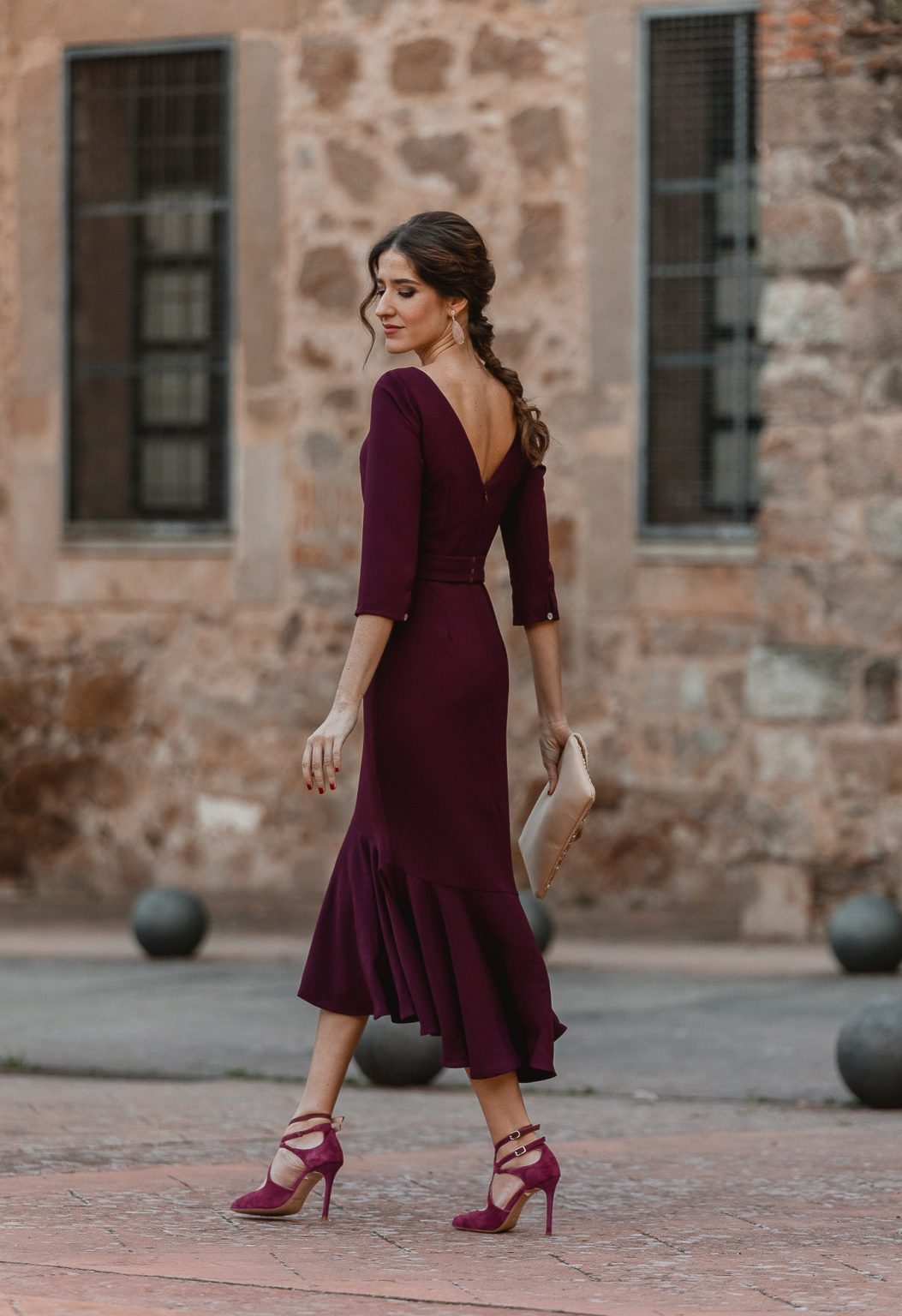 dress vestido invitada boda granate