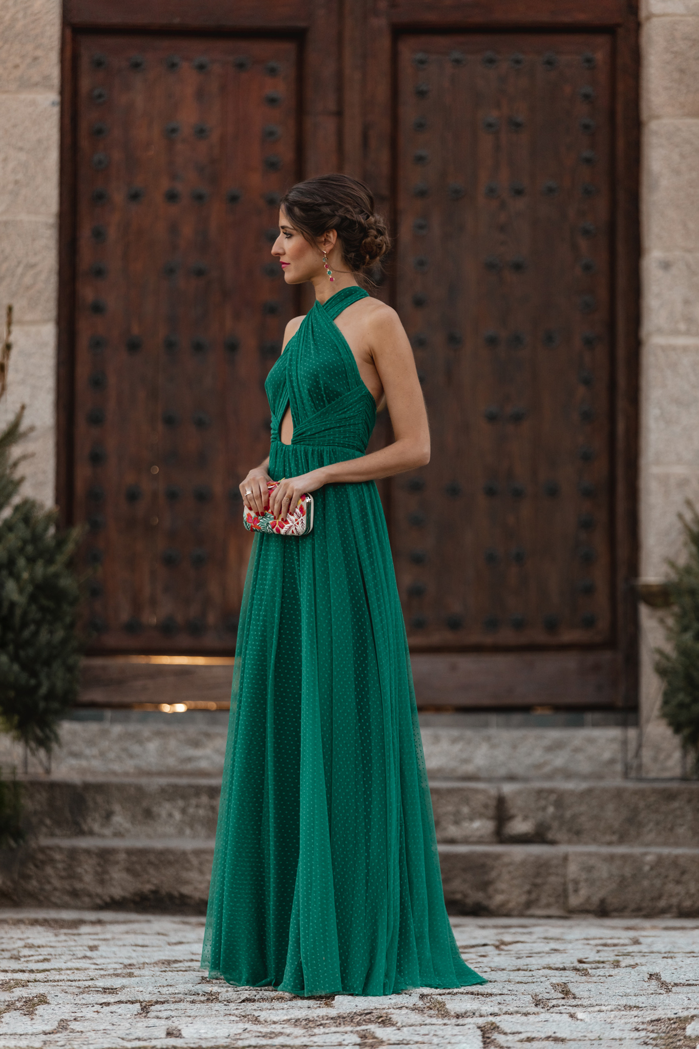Look invitada 2022 vestido largo verde