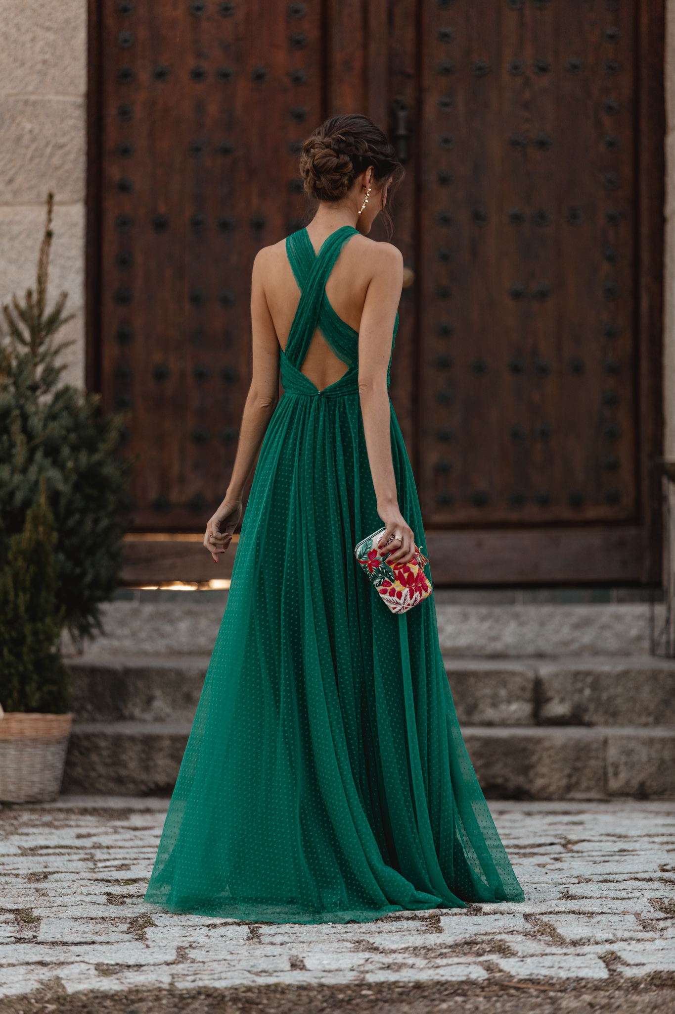 invitada perfecta vestido largo verde plumeti