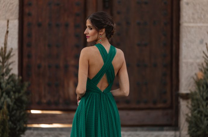 invitada perfecta vestido largo verde plumeti