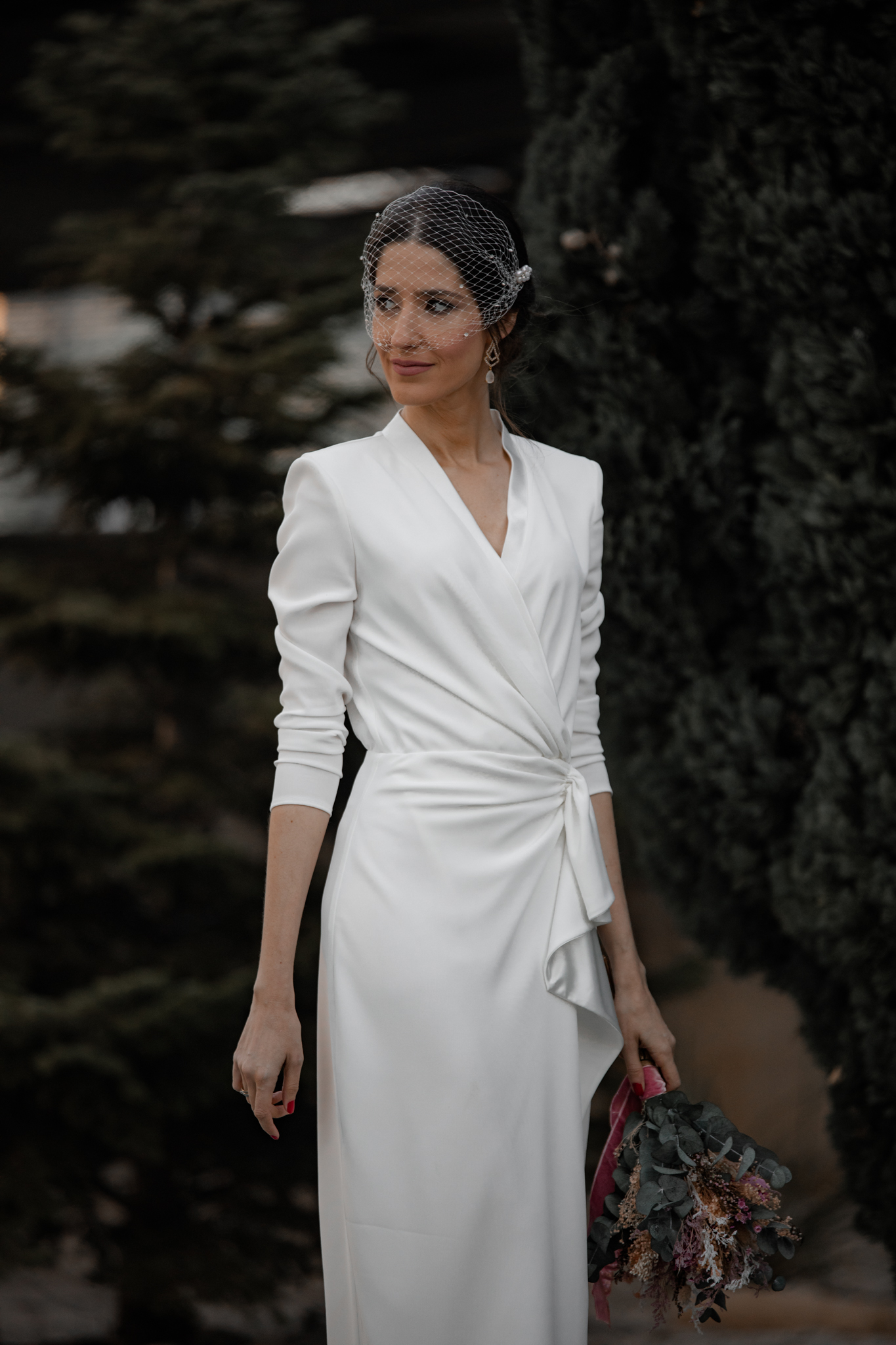 look novia midi vestido blanco
