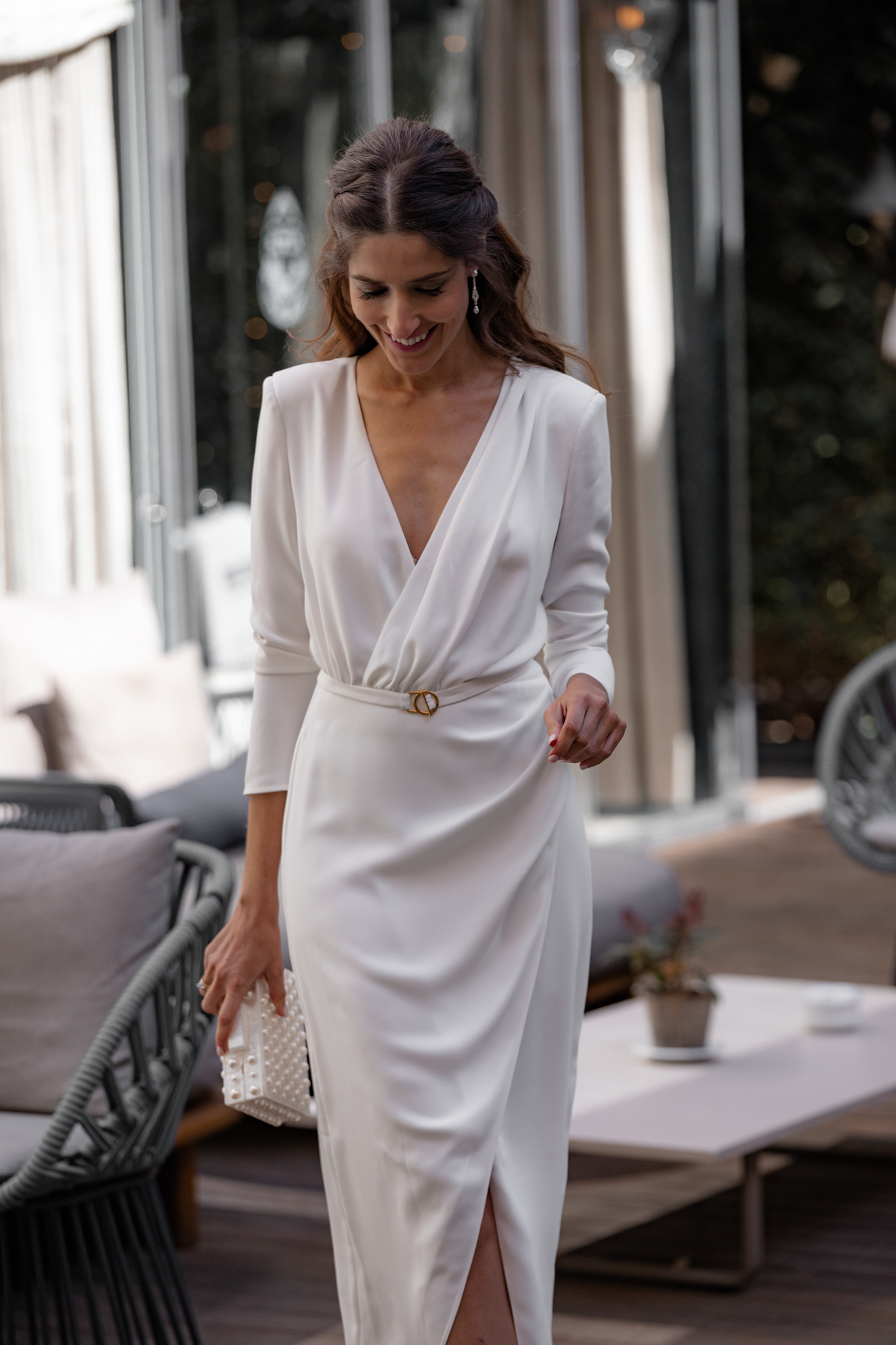 look novia 2023 vestido blanco midi