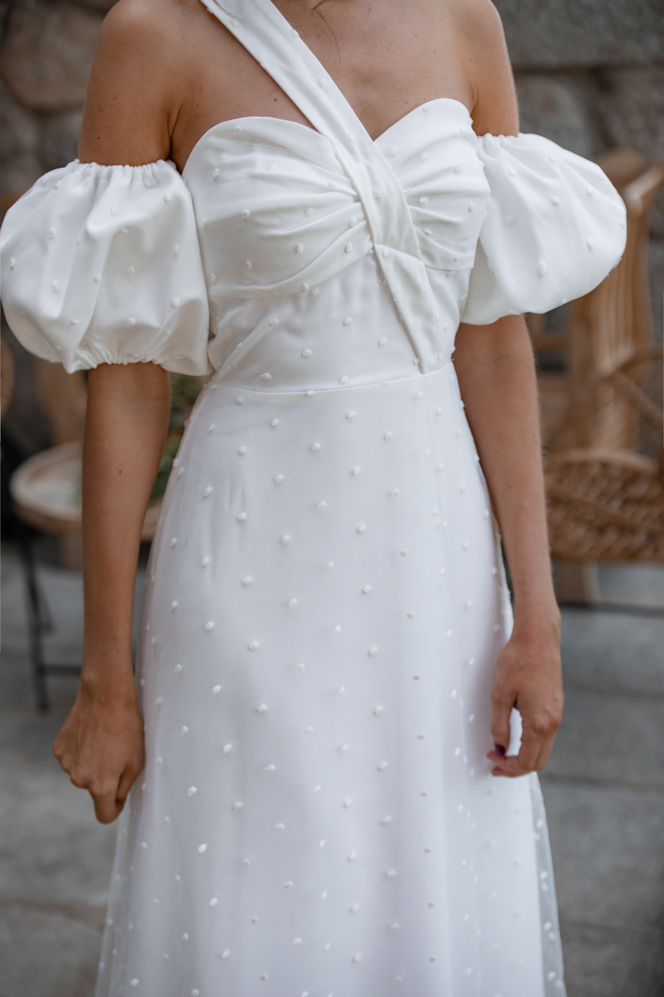 vestido novia plumeti manguitos