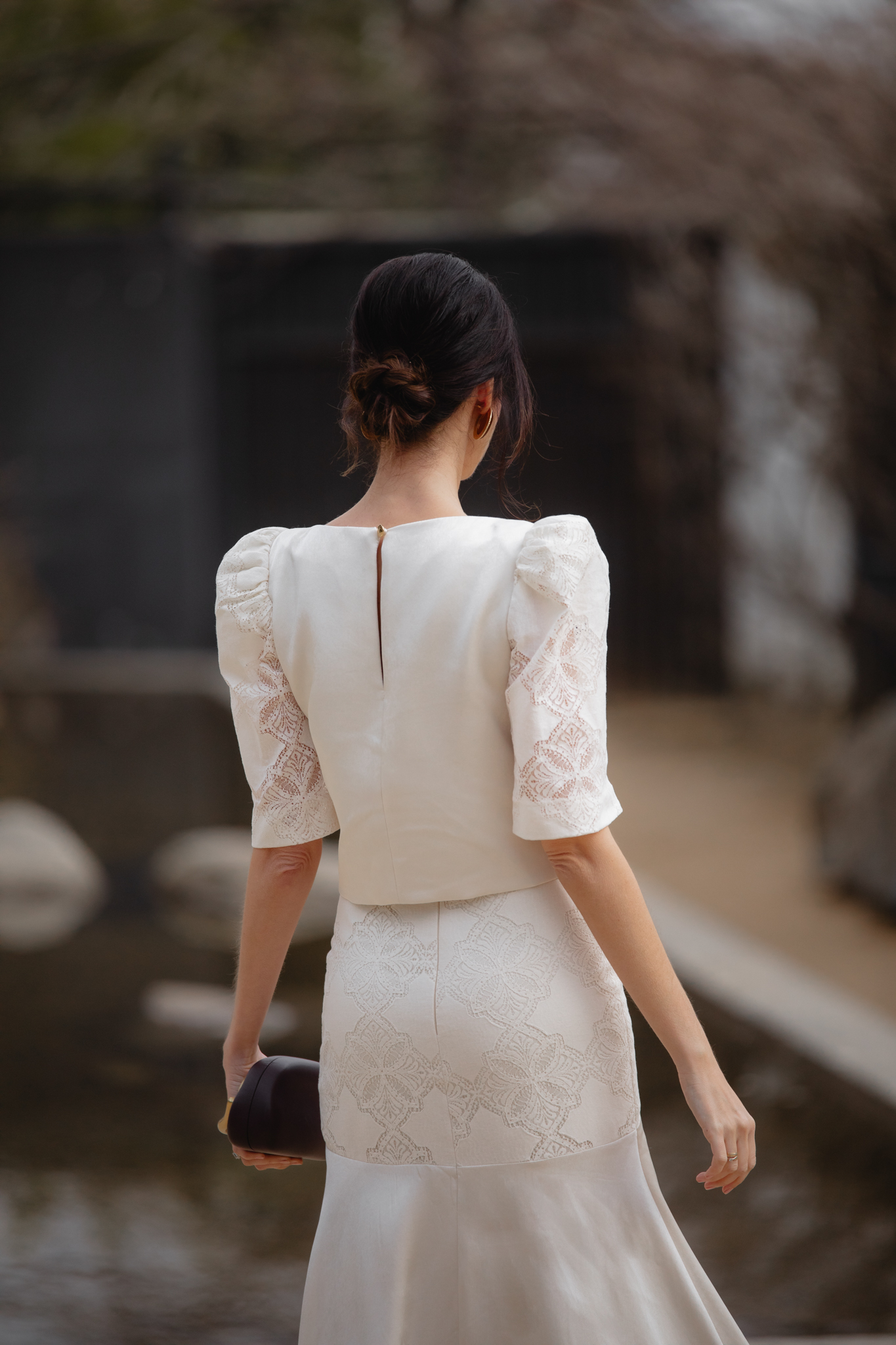 Espalda de conjunto crudo para mamá de comunión o bautizo